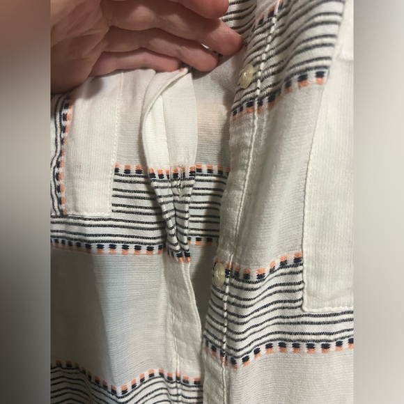 100% Cotton Old Navy White Boho Button Down Long Sleeve - Picture 6 of 9